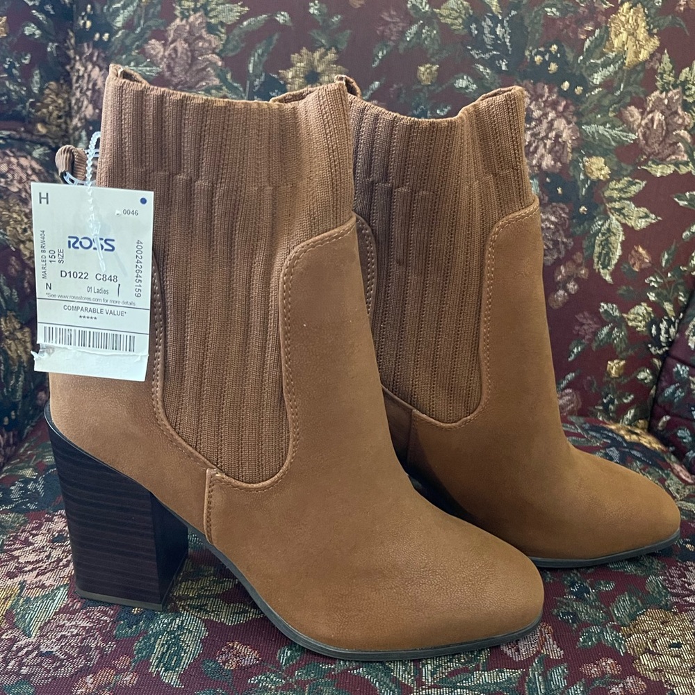 Brown heeled booties